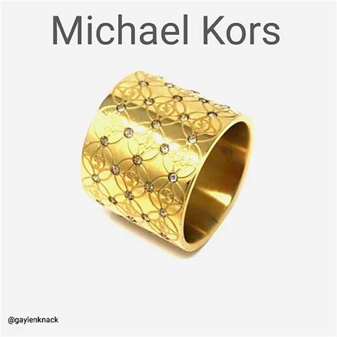 Michael Kors Heritage Monogram Logo Barrel Ring on SALE